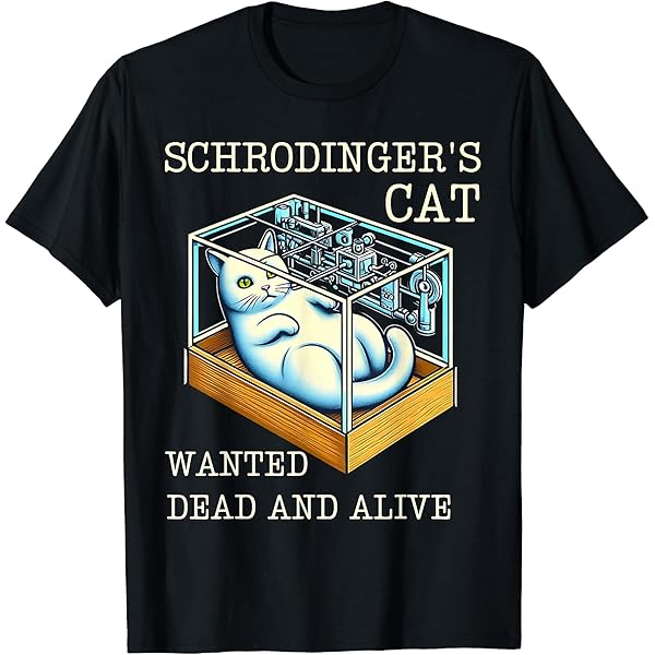 Amazon | かわいいシュレーディンガーの猫が生きている Tシャツ